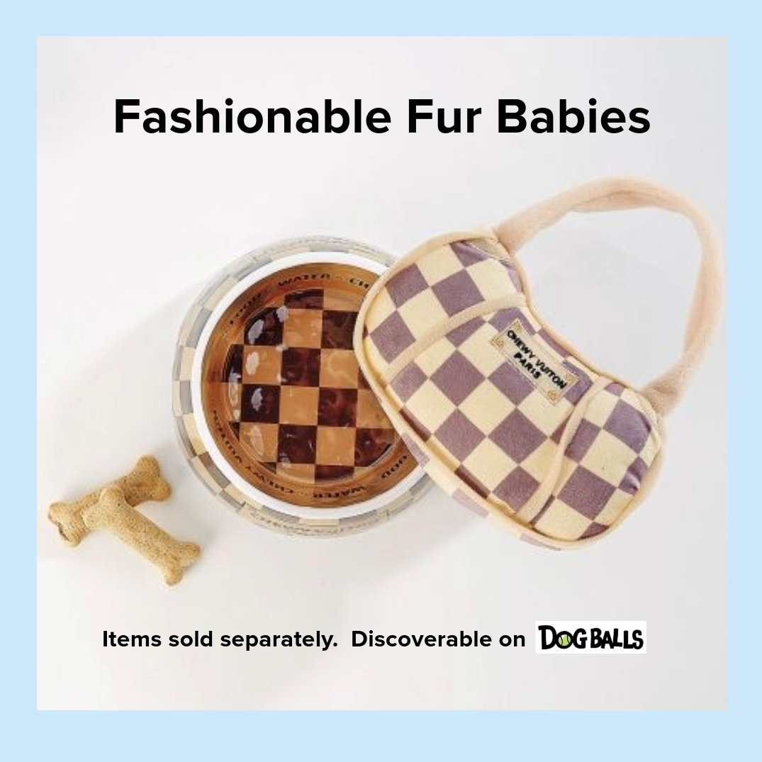 Checker Chewy Vuiton Dog Bowls
