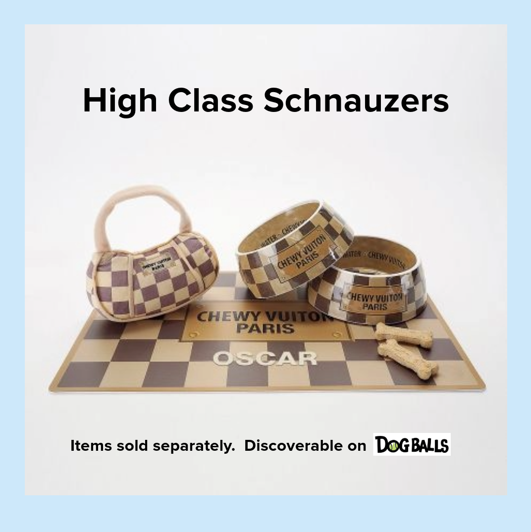 Checker Chewy Vuiton Dog Bowls