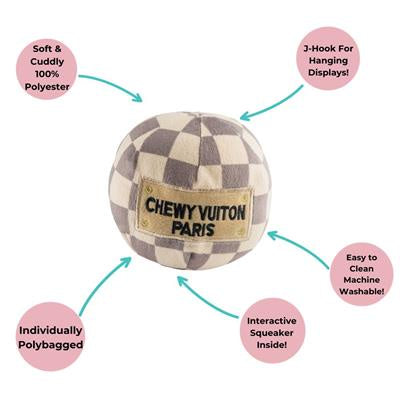 Checker Chewy Vuiton Plush Ball Toy
