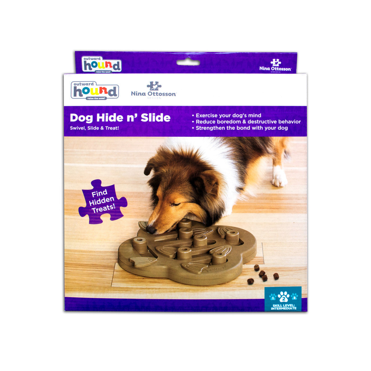 Dog Hide N' Slide Interactive Treat Puzzle - Tan