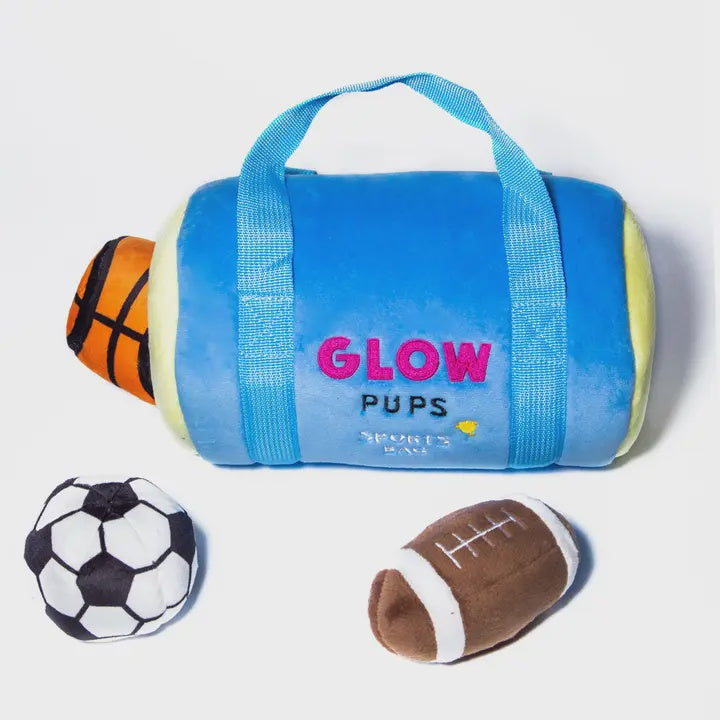 Squeaky Sports Bag by Glow Pups - Hide & Seek - 3 balls included