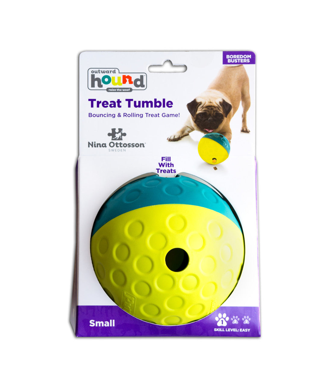 Nina Ottosson Treat Tumble Interactive Puzzle Dog Toy - Blue - Small