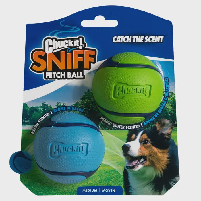 Chuckit! Sniff Fetch Ball Duo - Bacon & Peanut Butter