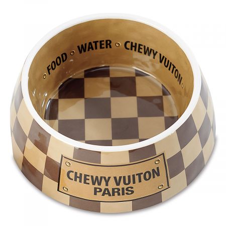Checker Chewy Vuiton Dog Bowls