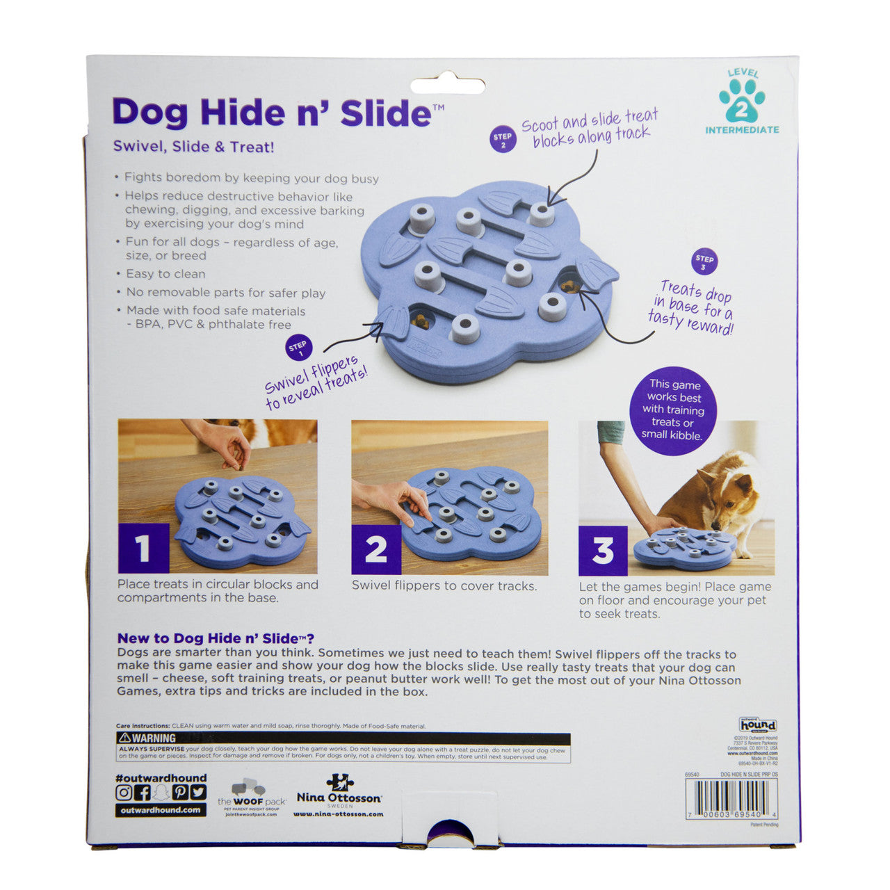 Dog Hide N' Slide Interactive Treat Puzzle Dog Toy - Purple
