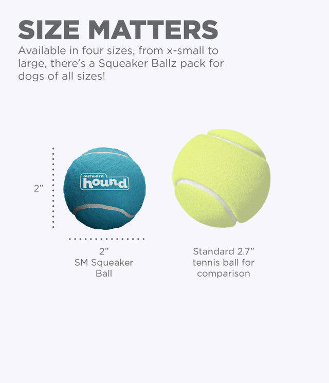 Outward Hound Squeaker Ballz - Multicolor 4 pack - Small