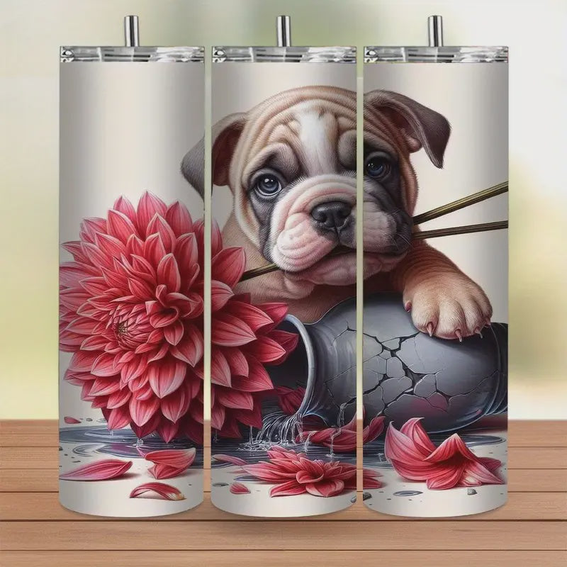 20 oz Insulated SS Tumbler - Bulldog Puppy