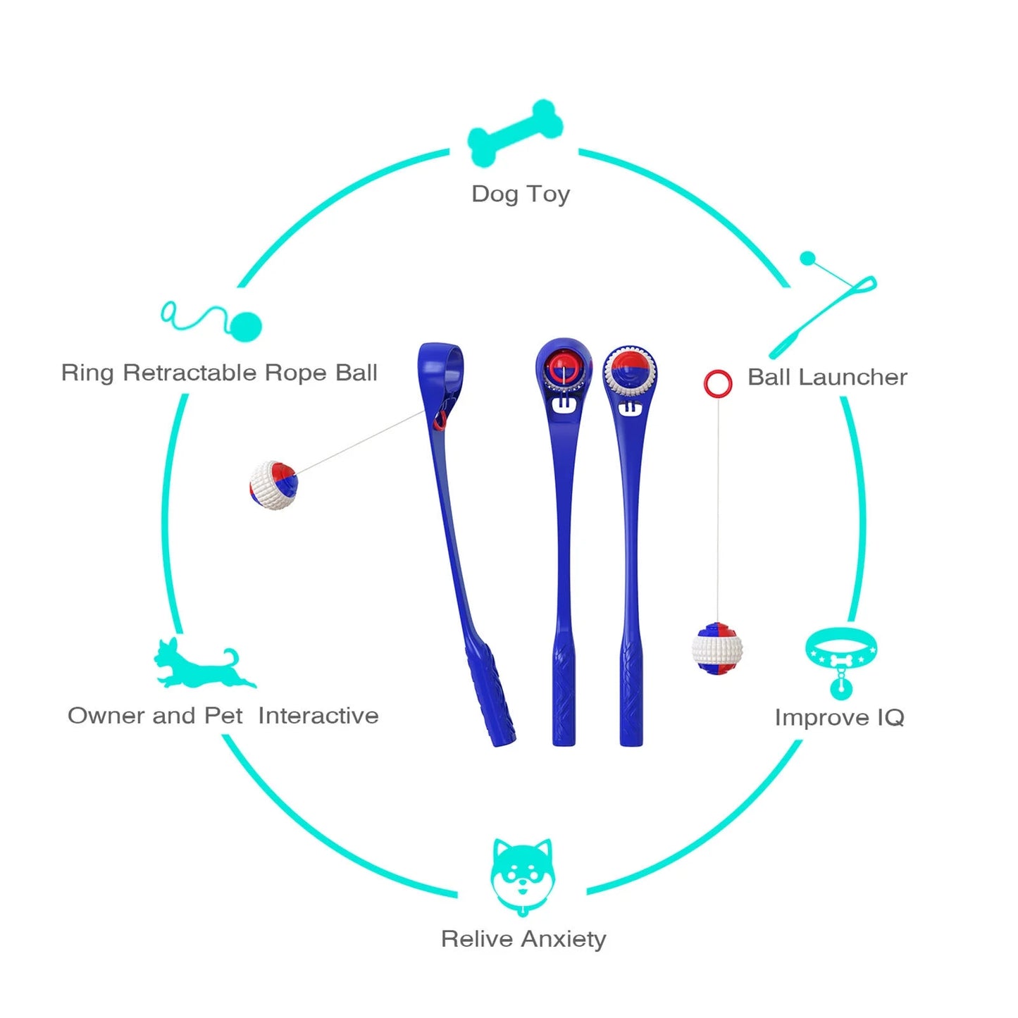 Ball Launcher - Blue - Retractable