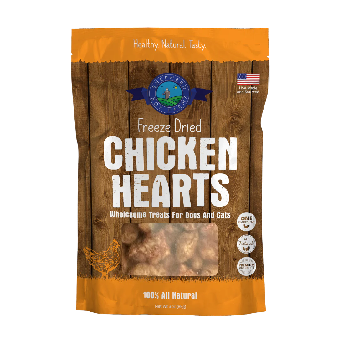 Freeze Dried Chicken Heart Dog Treats - USA