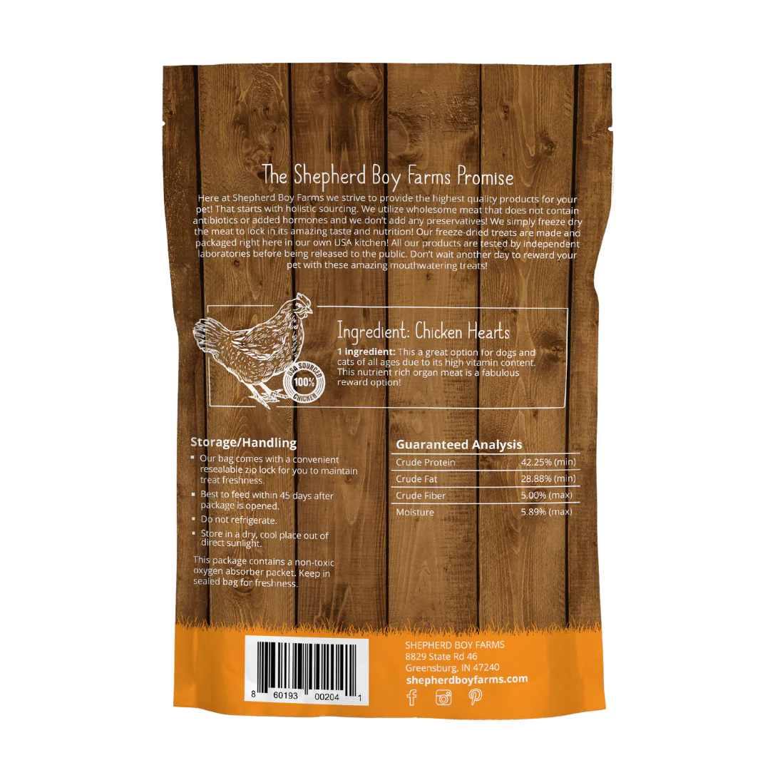 Freeze Dried Chicken Heart Dog Treats - USA