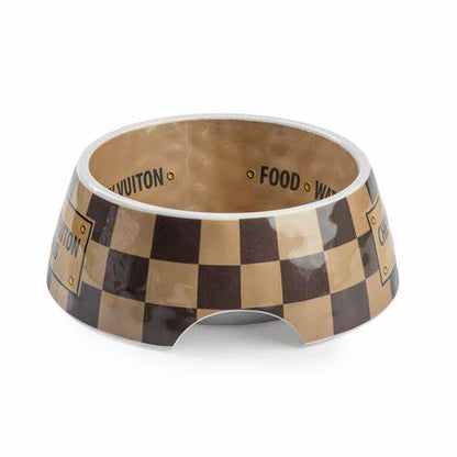 Checker Chewy Vuiton Dog Bowls