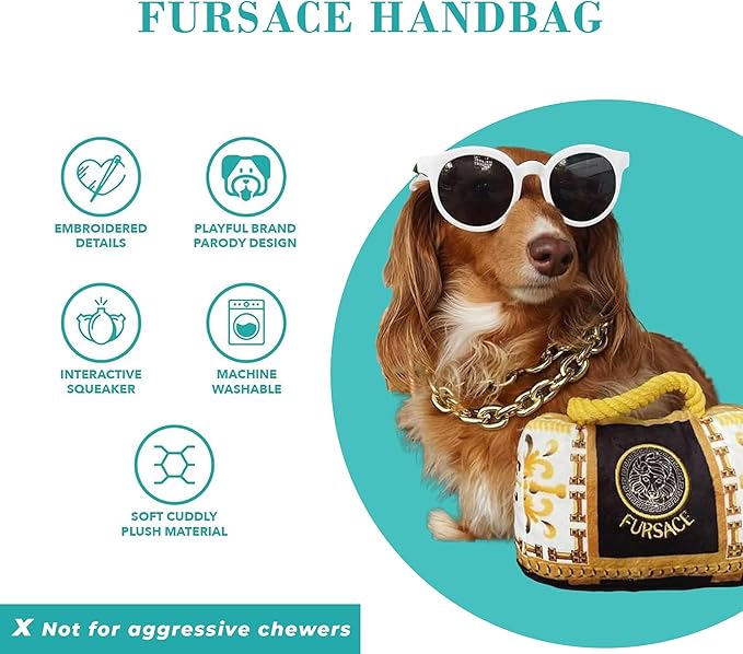 Fursace Handbag Squeaker Dog Purse Chew