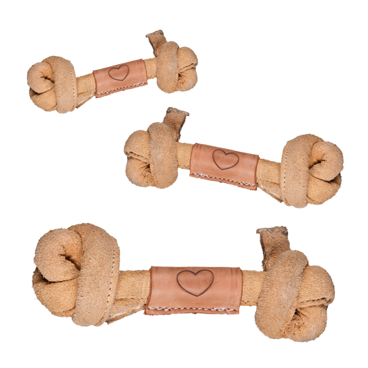 Huggle Hide Natural Leather Knotted Bone