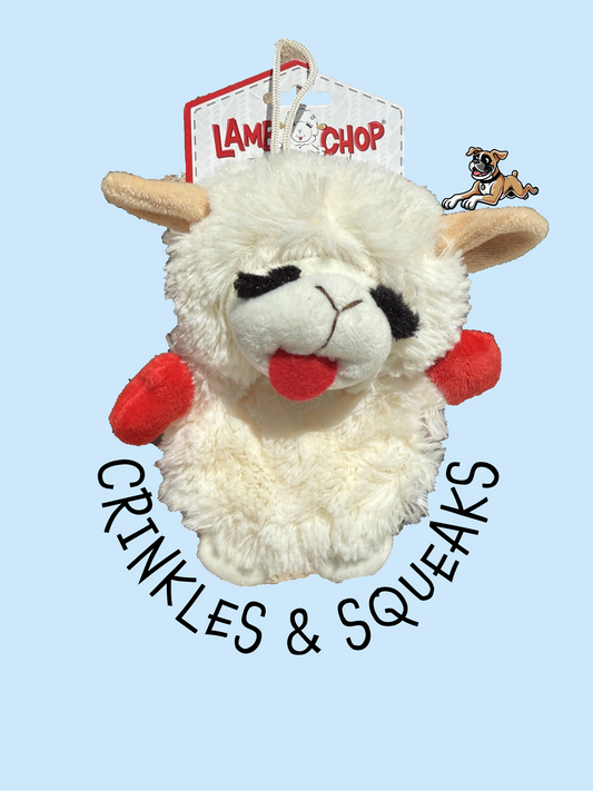 Dream Works Lamb Chop Squeaker Mat - Crinkle Plush Dog Toy 6"