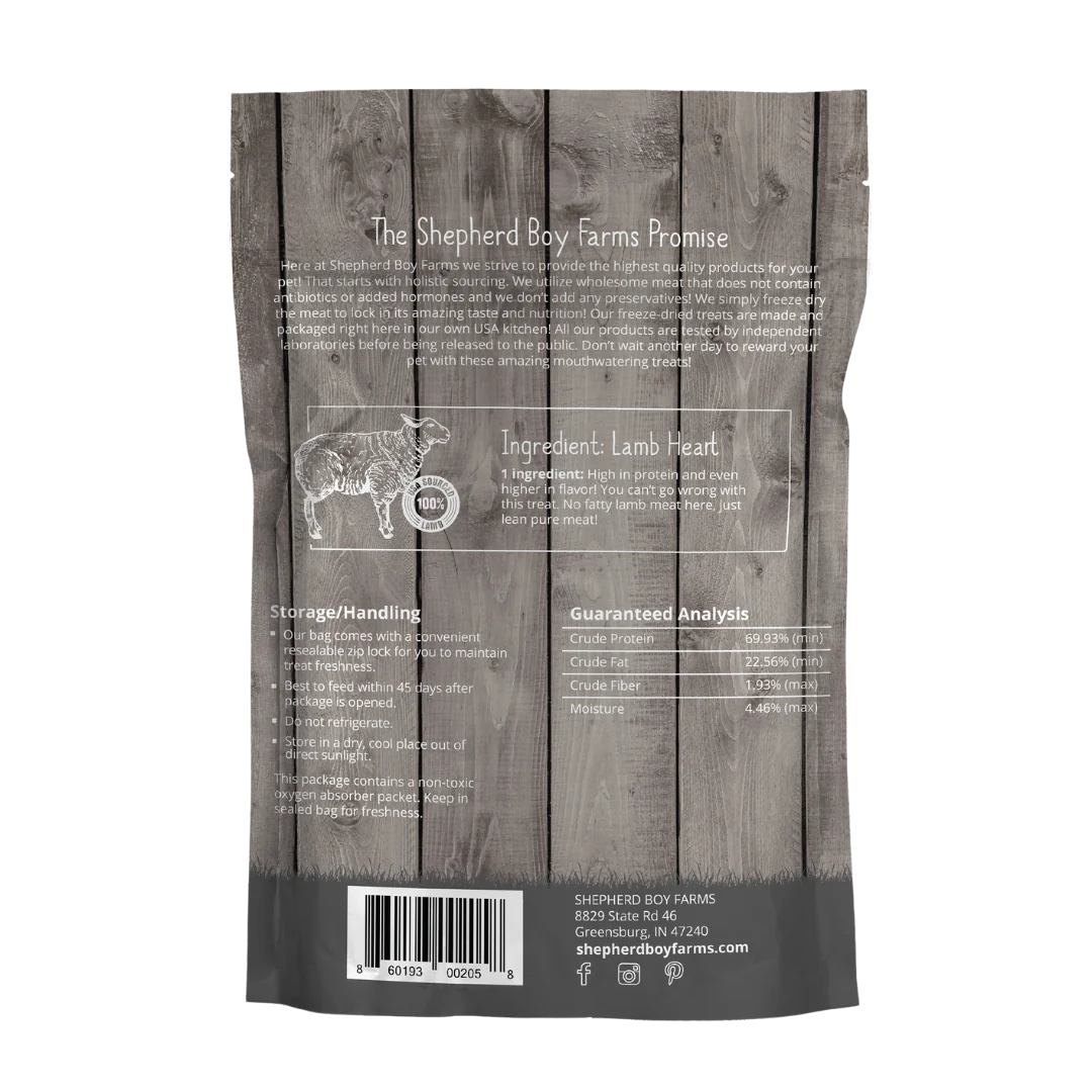 Freeze Dried Lamb Heart Treats - USA