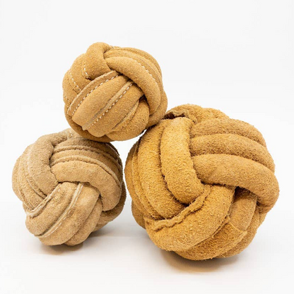 Huggle-Hide® Natural Leather Ball Dog Toy