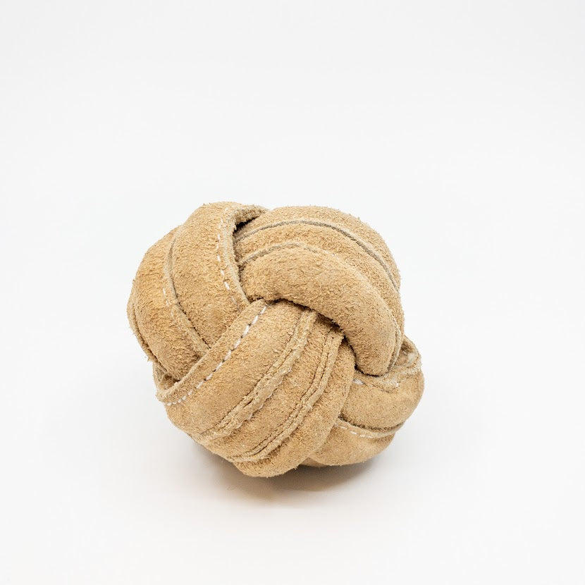 Huggle-Hide® Natural Leather Ball Dog Toy